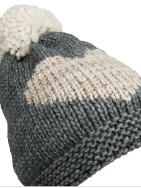 NARDI TAGLIAFERRI Italy Women Warm Alpaca Wool Heart Grey winter Pom Beanie Hat